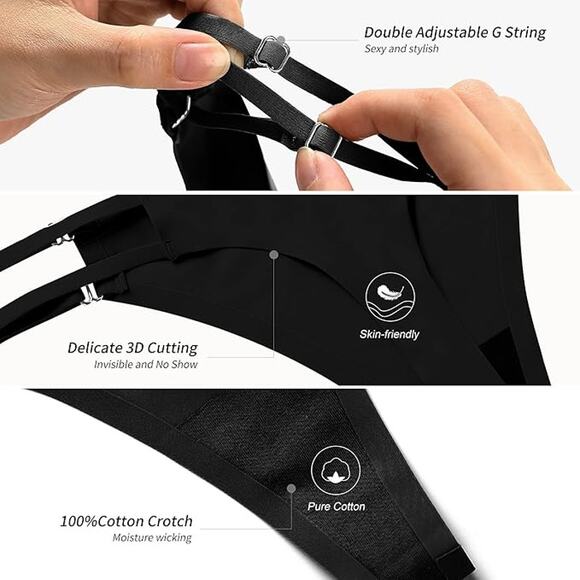 Size Small Seamless G String No show Thong Underwear (6 pk) - Picture 3 of 4